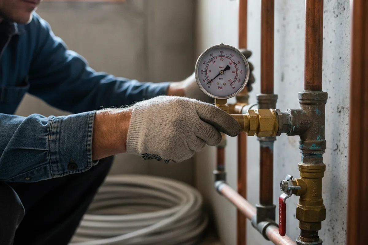 Pressure testing a repaired line during Water Line Repair in Brighton